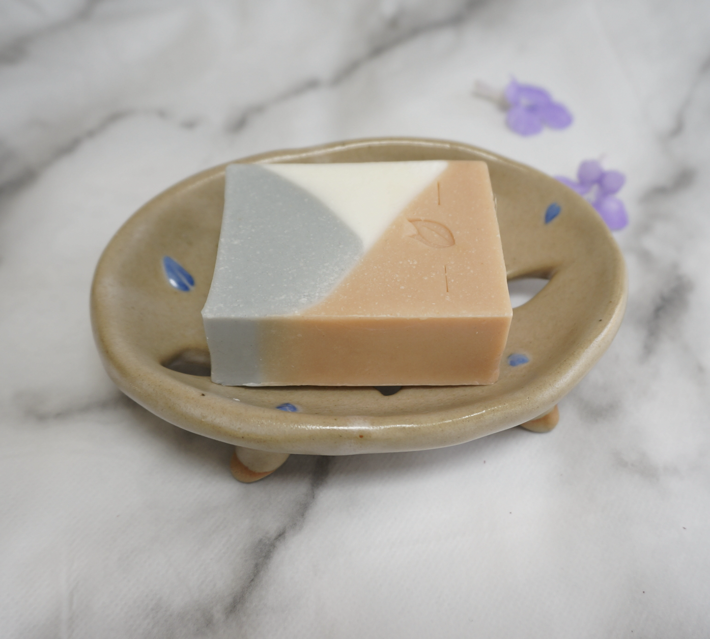 Beige with blue leaves